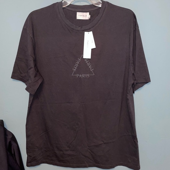 Topman T-Shirt Distressed Neckline Paris Triangle Graphic Size Small - Picture 1 of 6